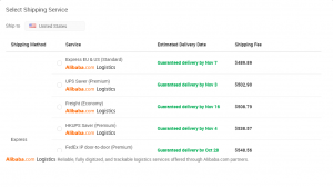 Alibaba shipping charge