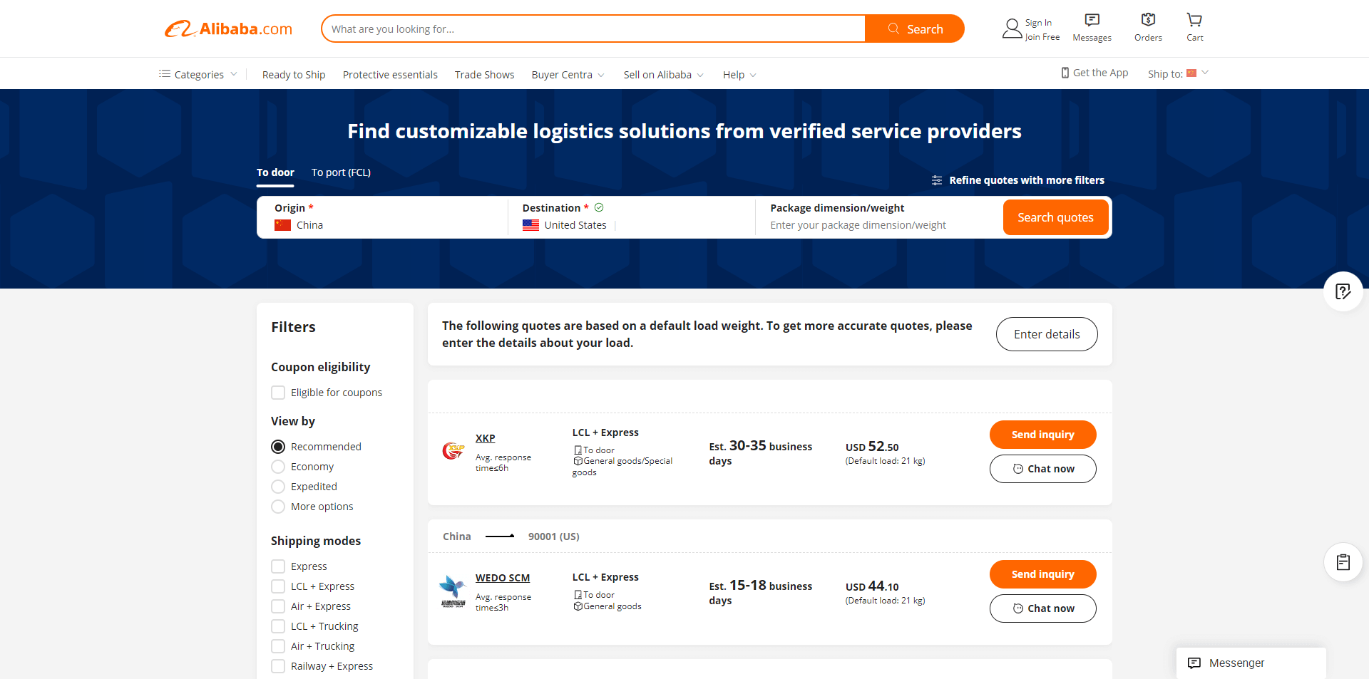 Logistics marketplace Alibaba