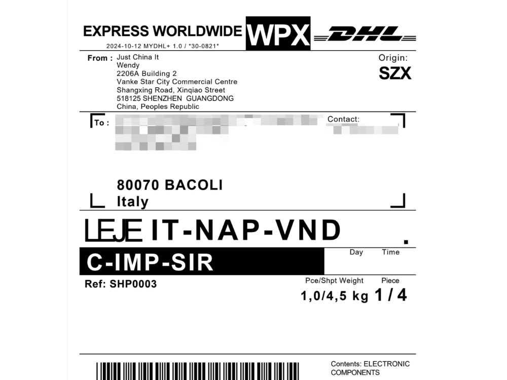 Parts of a Shipping Label